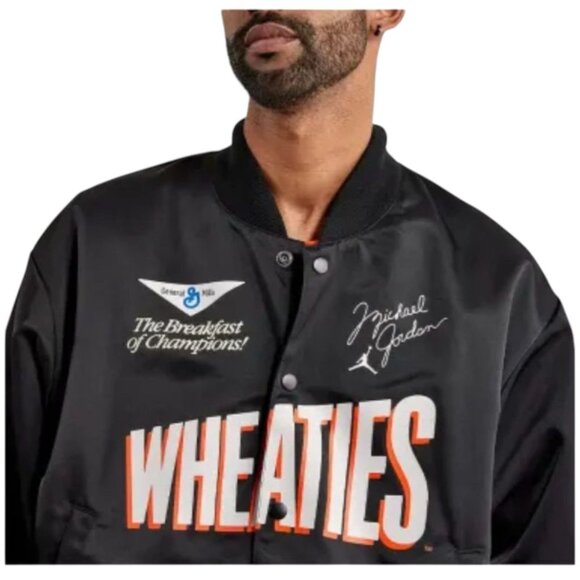 Jordan Flight MVP Varsity "Wheaties" Black Nike Jacket DV7578-010 Mens Large NEW - Picture 6 of 16